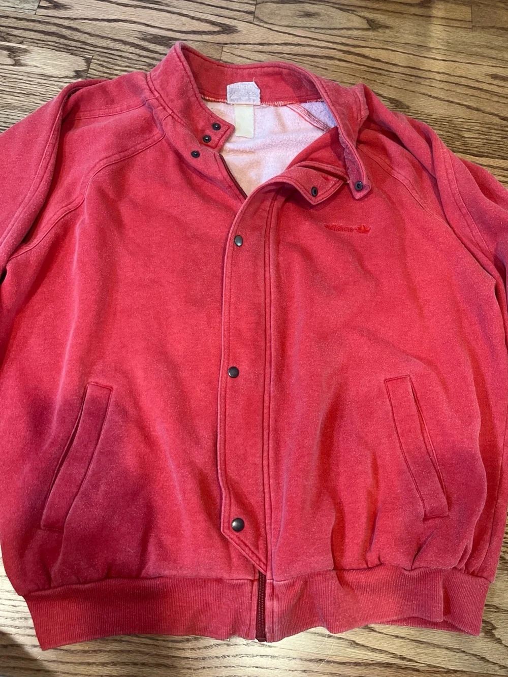 Vtg 80s ADIDAS Trefoil Track Bomber Jacket Full Zip Snap Blokecore Taiwan L/XL